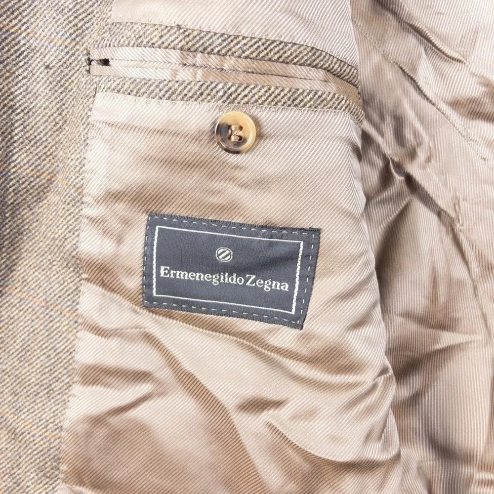 Ermenegildo Zegna Sport Coat Mens 46R Brown Wool Tweed‎ Blazer Italian Designer